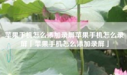 苹果手机怎么添加录屏苹果手机怎么录屏「苹果手机怎么添加录屏」