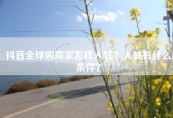 抖音全球购商家怎样入驻？入驻有什么条件？