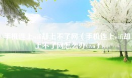 手机连上wifi却上不了网（手机连上wifi却上不了网怎么办vivo）