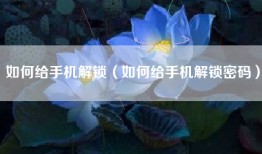 如何给手机解锁（如何给手机解锁密码）