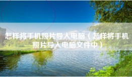 怎样将手机照片导入电脑（怎样将手机照片导入电脑文件中）