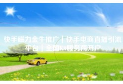 快手磁力金牛推广｜快手电商直播引流平台｜全国KA服务商开户