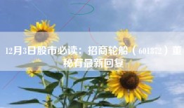 12月3日股市必读：招商轮船（601872）董秘有最新回复