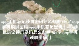 oppo手机忘记锁屏密码怎么办呢 (忘了opop手机锁屏密码)oppo手机忘记密码「oppo手机忘记锁屏密码怎么办呢 (忘了opop手机锁屏密码)」