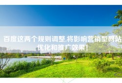 百度这两个规则调整,将影响营销型网站优化和推广效果！