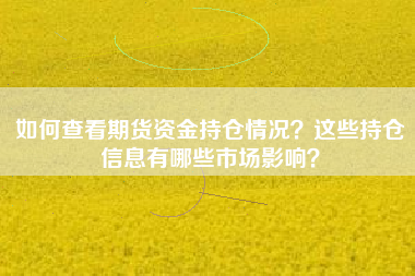 如何查看期货资金持仓情况？这些持仓信息有哪些市场影响？