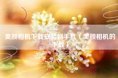 美颜相机下载安装到手机（美颜相机的下载）