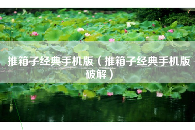 推箱子经典手机版（推箱子经典手机版破解）